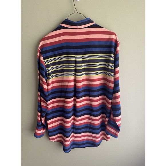 Equipment Femme 100% Silk Striped Tunic Top Colorful Womens Small Button Front - Picture 4 of 8